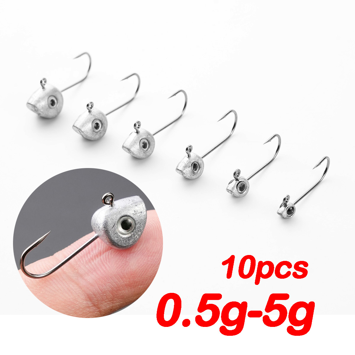 Fishing Hook Offset - 10szt Mini Jig Head Hook 3D