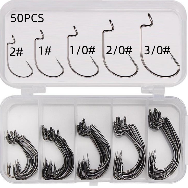 Fishing Hook Offset - 50 sztuk/pudełko Haczyki wędkarskie z wysokowęglowej